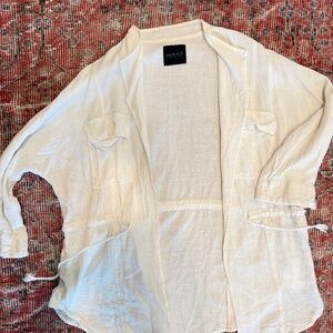 Bobi Black White Collarless Drawstring Utility Jacket